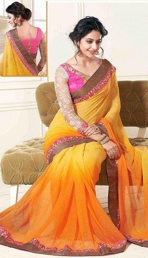 Rakul Preet Singh geltonoje Saree