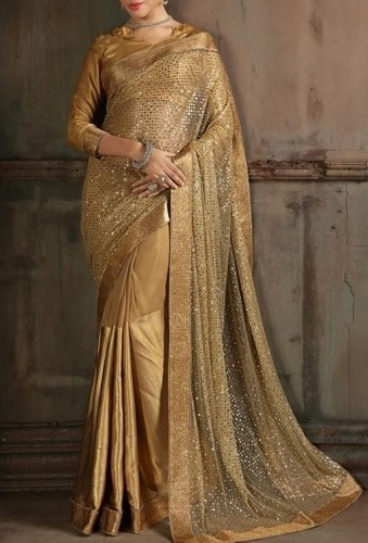 Auksinis blizgučiai Saree