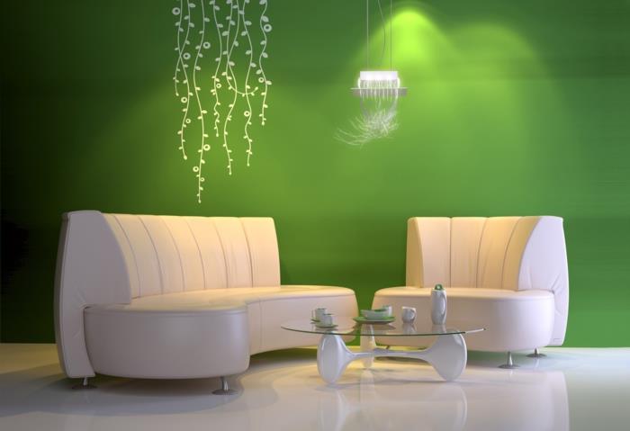 φωτισμός μοντέρνα επίπλωση εξοικονομούν ενέργεια χρώμα τοίχου πράσινο κρεμαστό φως