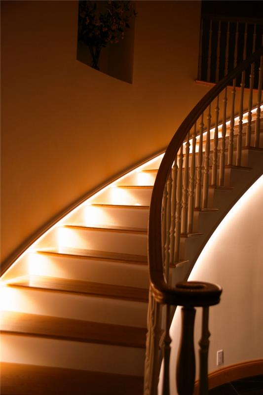φωτισμός σκάλας led φώτα όμορφες ιδέες διαβίωσης