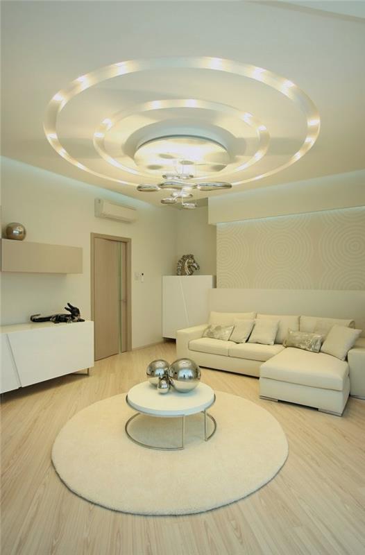 ιδέες φωτισμού φωτισμός οροφής led λωρίδες φωτός στρογγυλό χαλί