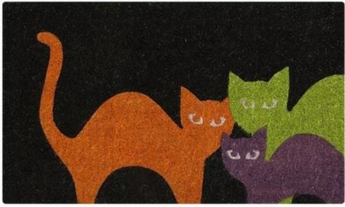 δημοφιλείς διακοσμήσεις αποκριών doormat με πολύχρωμες γάτες