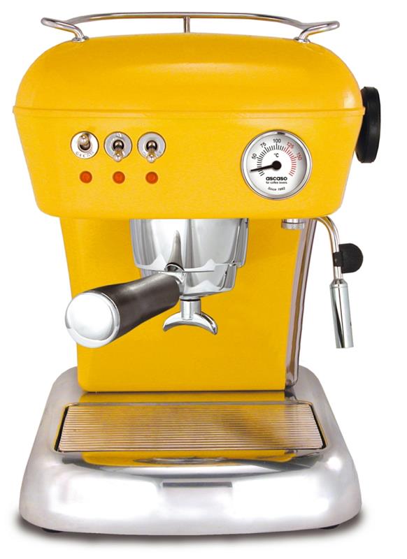 η καλύτερη μηχανή εσπρέσο δοκιμάζει κομψή καφετιέρα σε κίτρινο χρώμα