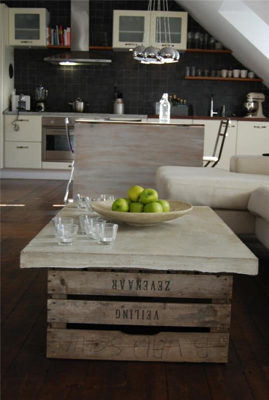 σκυρόδεμα τραπεζάκι σαλονιού diy ιδέα παλέτες ευρώ
