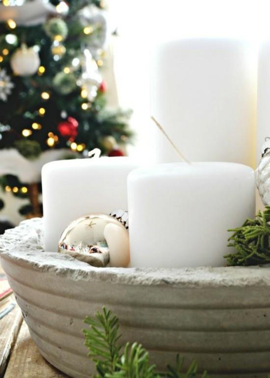 τσιμεντένια διακόσμηση Χριστουγεννιάτικες χειροτεχνίες μπολ κεριών φτιάξτε μόνοι σας