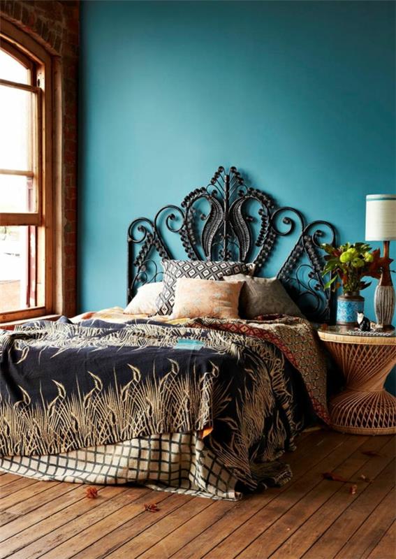 κρεβάτι κουφώματος ξύλινο κεφαλάρι κεφαλάρι μοντέρνα επικαλυμμένα χρώματα τοίχων