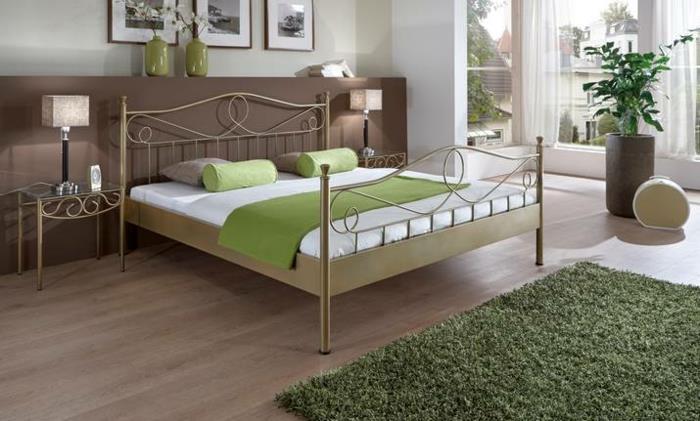 κρεβάτι με στρώμα και μεταλλικό κρεβάτι ρετρό σχεδιασμό με σκελετό