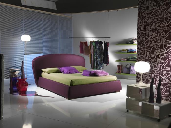 κρεβάτια σχεδιασμό μωβ πράσινο κρεβάτι όμορφη προφορά τοίχο υπνοδωμάτιο που έχει συσταθεί