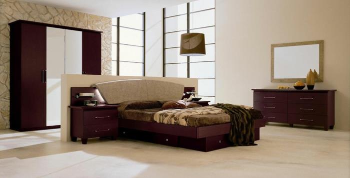 κρεβάτια σχεδιασμός πέτρινος τοίχος υπνοδωμάτιο όμορφο κεφαλάρι κρεβατιού