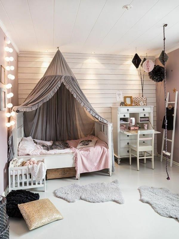 κρεβάτι κουβούκλιο παιδικό δωμάτιο κοριτσίστικο δωμάτιο όμορφη ελαφριά αλυσίδα
