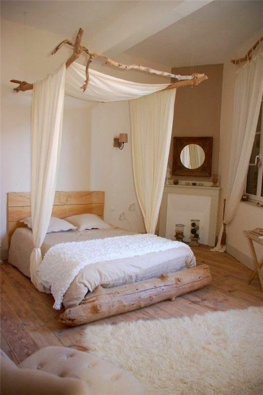 κρεβάτι με θόλο κρεβατοκάμαρα επιπλωμένο ρουστίκ εμφάνιση