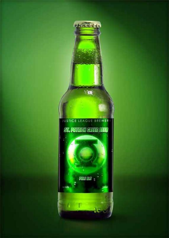 ετικέτες μπουκαλιών μπύρας από σούπερ ήρωα φρέσκο ​​πράσινο