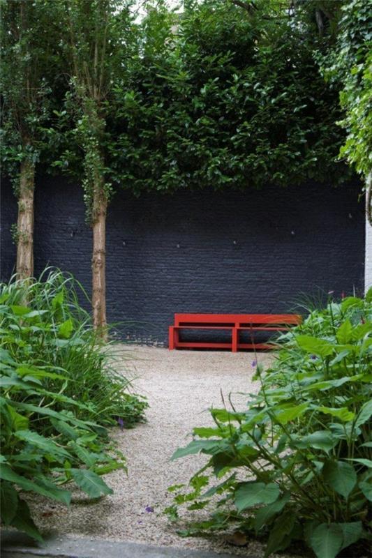 εικόνες μπροστινή αυλή κόκκινο κήπο πάγκος χαλίκι όαση ευχάριστο μονοπάτι