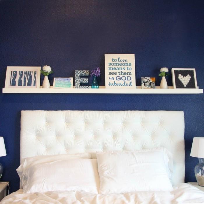 καλούπια εικόνας ιδέες σπιτιού υπνοδωμάτιο μπλε υπνοδωμάτιο τοίχος λευκό κρεβάτι