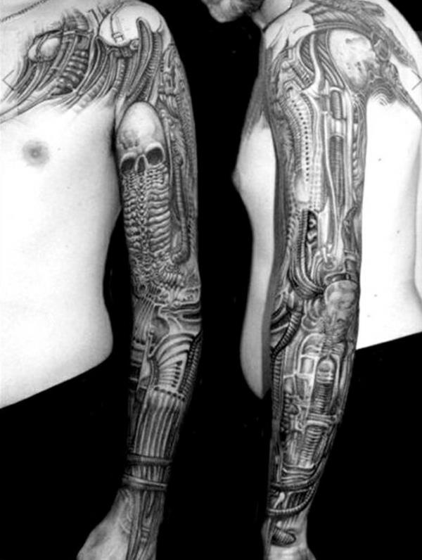 βιομηχανική τατουάζ βραχίονα τατουάζ ιδέες μαύρο