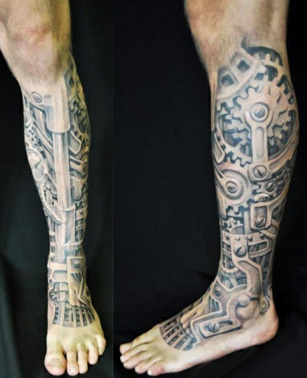 τατουάζ πόδι τατουάζ ιδέες βιομεχανική καρδιά
