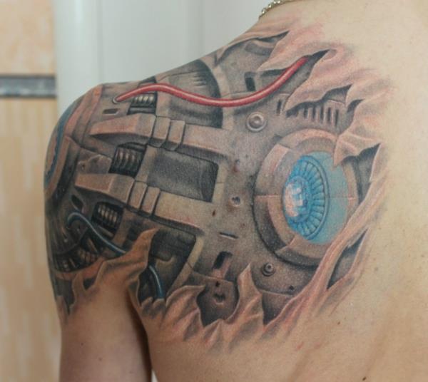 τατουάζ βιομηχανική άνδρες ώμος πίσω μπλε