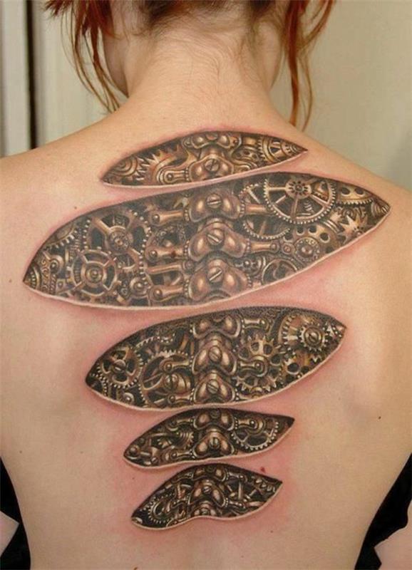 βιομηχανική τατουάζ πίσω