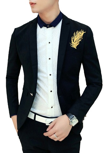 Erkek Dar Kesim Siyah Blazer