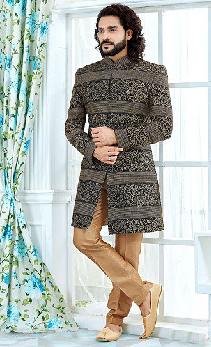 Tasarımcı Siyah Sherwani