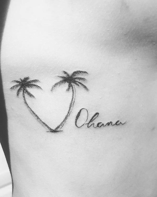 blackwork fine ohana font tattoo palm font