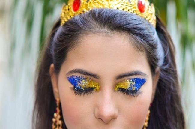 μπλε χρυσό make up καρναβάλι