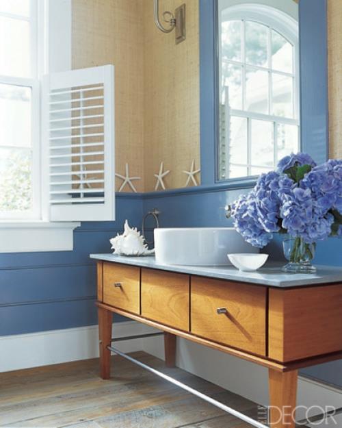 μπλε ιδέα συρταριέρα ξύλινο νεροχύτη chic deco