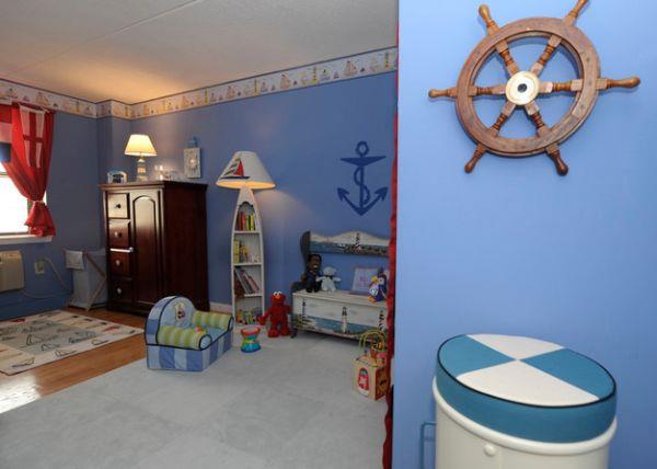 μπλε τοίχοι διακόσμηση τιμόνι παιδικά δωμάτια ράφια χαλί Οθωμανός