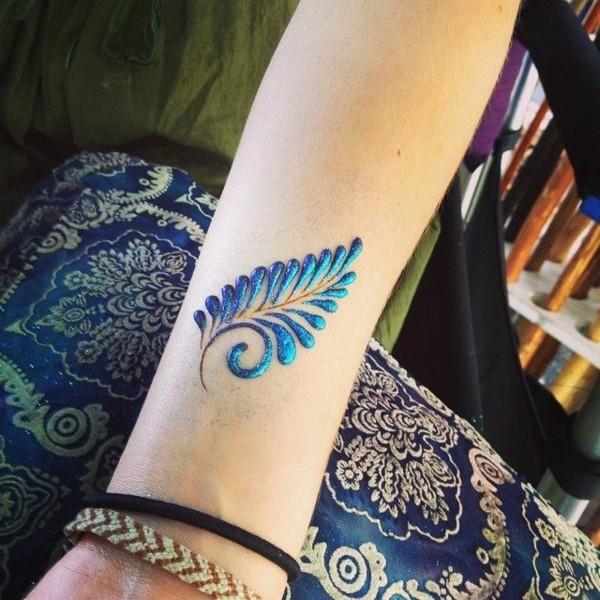 μπλε φτερό glitter χέννα ιδέες τατουάζ
