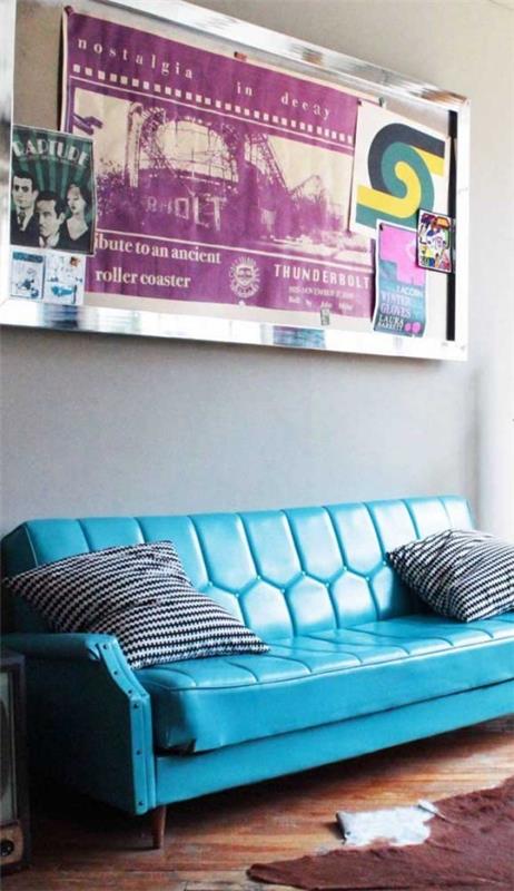 μπλε καναπές - εξαιρετική ιδέα για εσωτερική διακόσμηση
