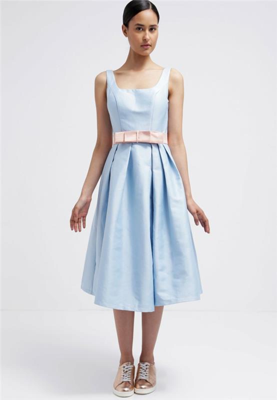 μπλε σχέδιο φόρεμα μπλε φορέματα dessin μετάξι πολικό λευκό μπλε