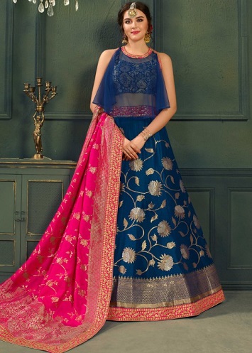 Mėlyna gėlė Lehenga