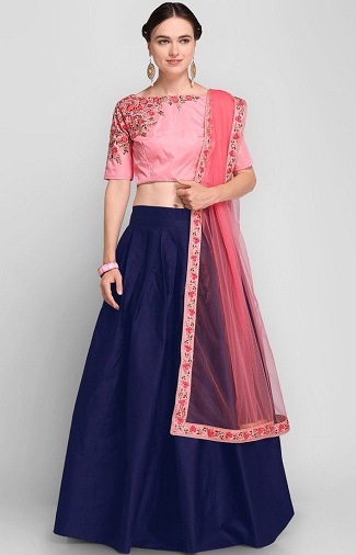 Paprasta mėlyna Lehenga