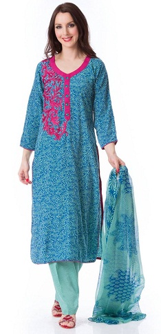 Medvilninis mėlynas Salwar Kameez dizainas