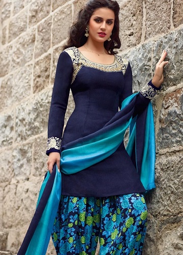 Punjabi Navy Blue Salwar kostiumas