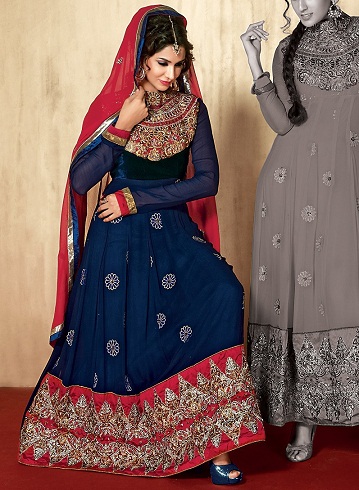 „Anarkali Navy Blue Salwar Kameez“ dizainas