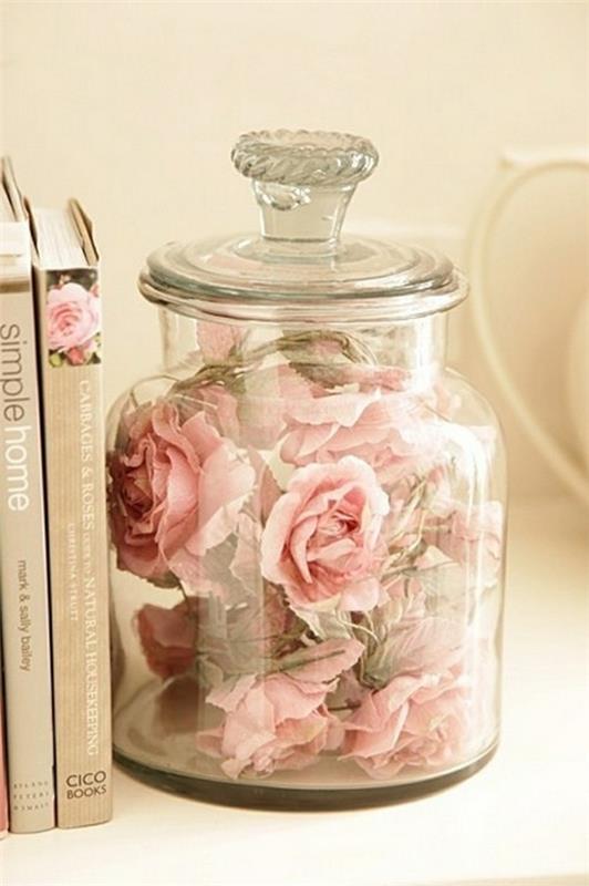 τριαντάφυλλα λουλουδιών shabby chic διακόσμηση φτιάξτε τον εαυτό σας σε ένα ποτήρι