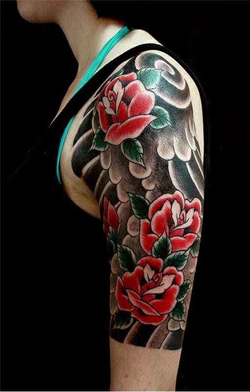 λουλούδια τατουάζ εικόνες τατουάζ σχέδια άνω βραχίονα κόκκινα τριαντάφυλλα