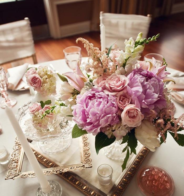 λουλούδια διακοσμήσεις τραπέζι γαμήλια παιωνία ρετρό