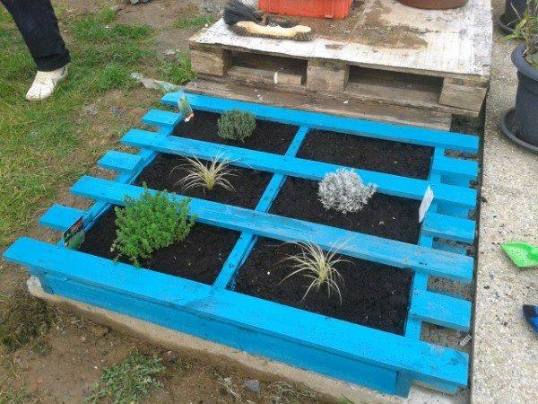 Δημιουργήστε ιδέες κήπου με παρτέρι από ευρώ από παλέτες