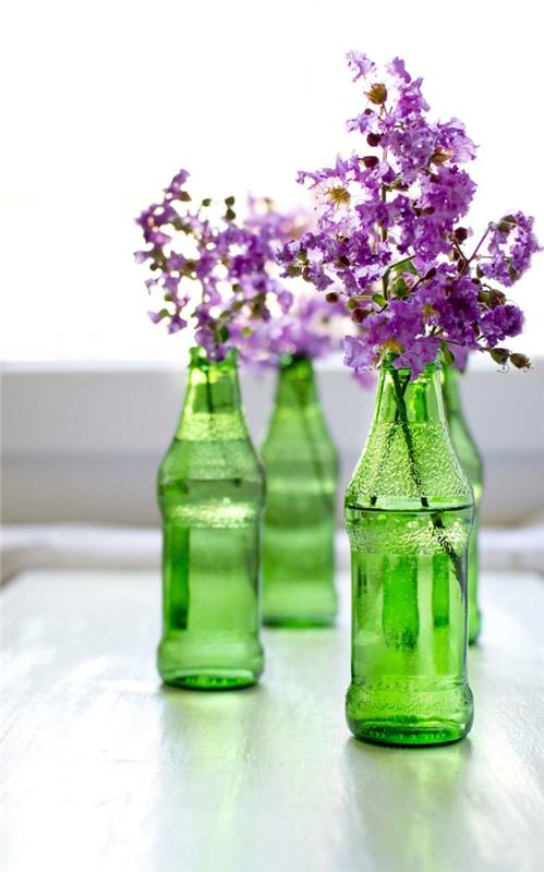 διακόσμηση λουλουδιών φανταχτερά βάζα μπουκάλια