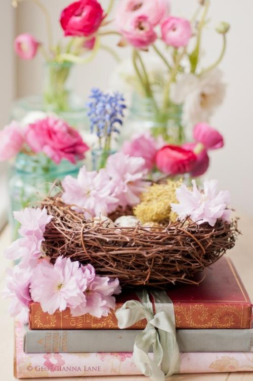 διακόσμηση λουλουδιών για πασχαλινά βιβλία κορδέλα μεταξωτά πασχαλινά αυγά φωλιάς