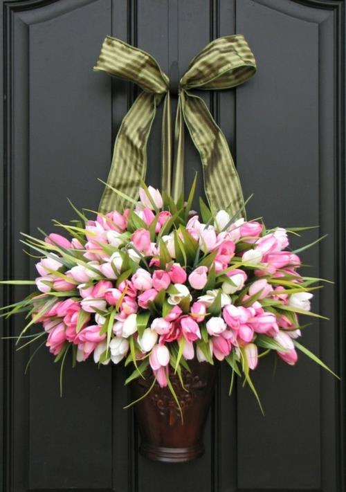 διακόσμηση λουλουδιών για Πασχαλινή τουλίπα βάζο πόρτα πρωτότυπο φρέσκο