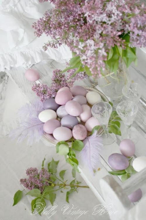 διακόσμηση λουλουδιών για πασχαλινά λεπτά χρώματα μωβ πασχαλινά αυγά