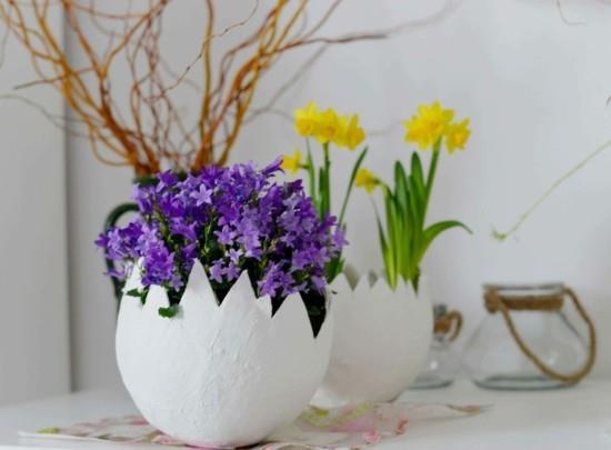 Ιδέες διακόσμησης πασχαλινών γύψου με λουλούδια