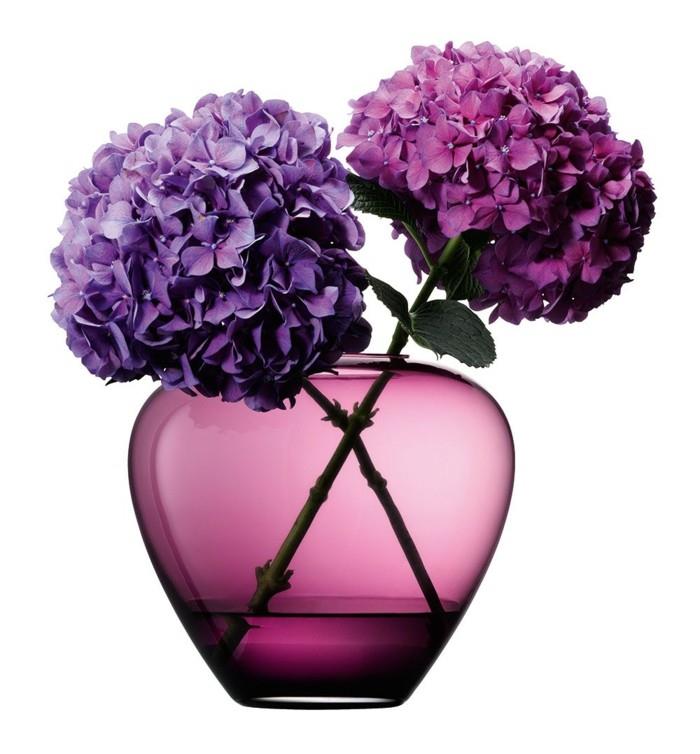 βάζο λουλουδιών πολύχρωμο γυαλί χειροποίητο βιολετί ορτανσία lsa International