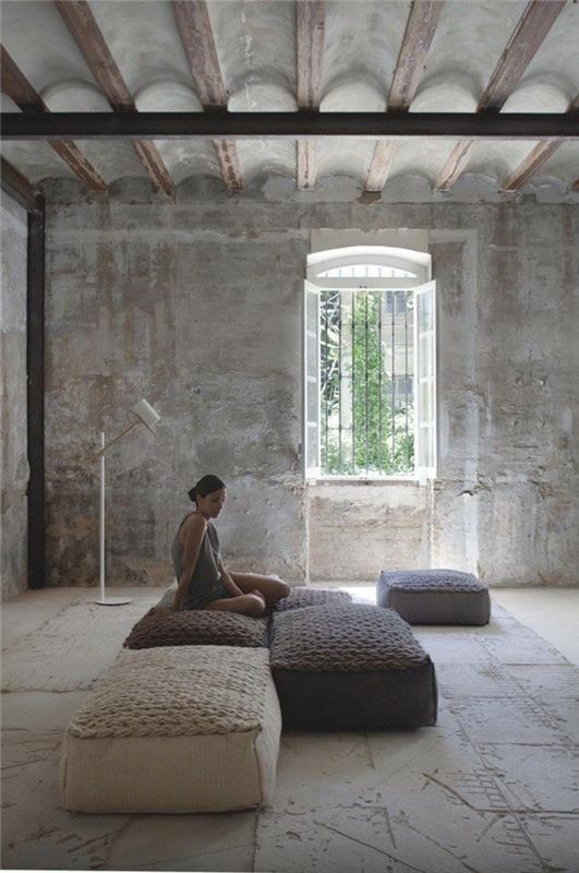 μαξιλάρια καθισμάτων δαπέδου σαλονιού διακοσμούν όμορφες ιδέες διαβίωσης