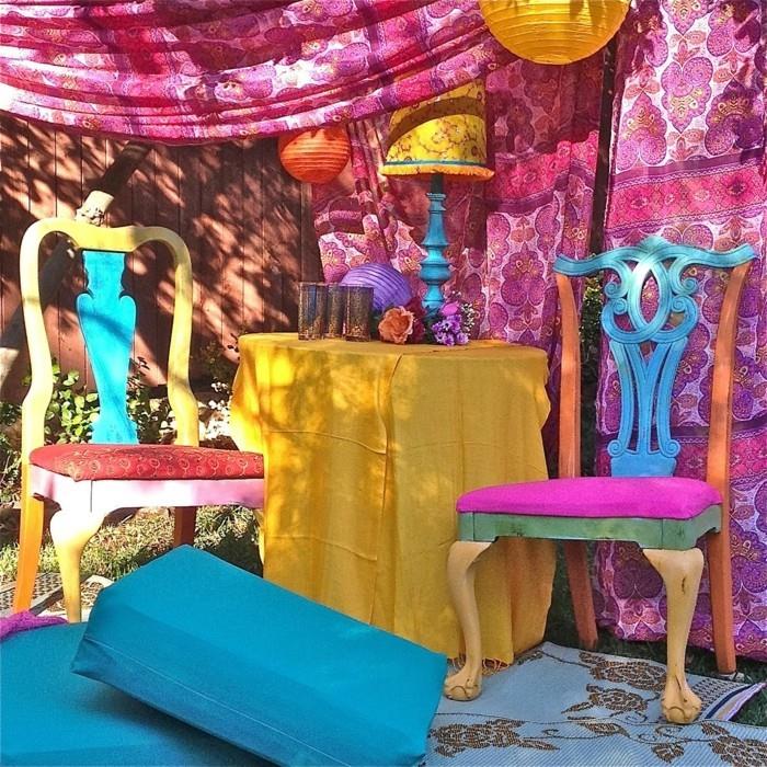 boho πολύχρωμες καρέκλες DIY ιδέες