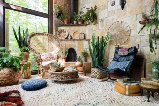 επίπλωση σαλόνι boho στυλ