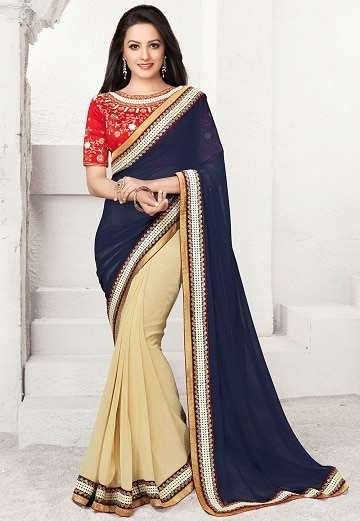 Lacivert Georgette Bollywood Saree